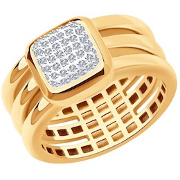 Кольцо из комбинированного золота с бриллиантами 1011963
