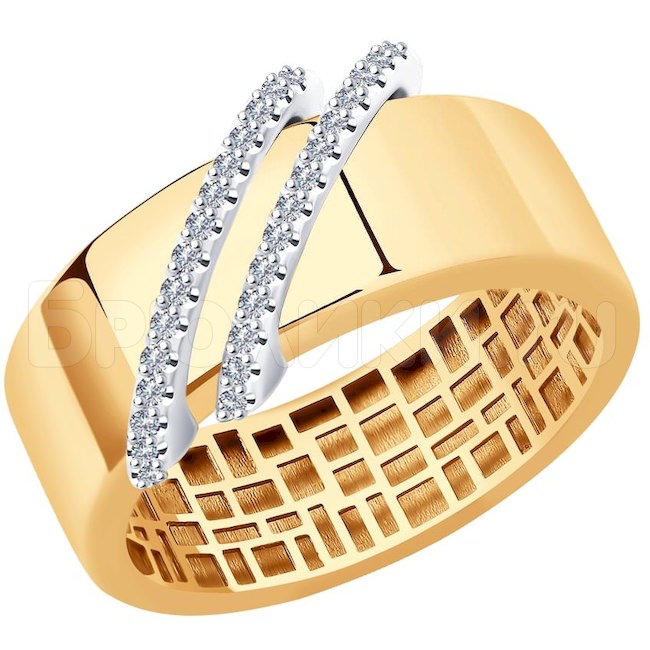 Кольцо из комбинированного золота с бриллиантами 1011975