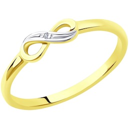 Кольцо из желтого золота с бриллиантом 1011995-2