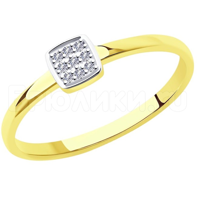 Кольцо из желтого золота с бриллиантами 1011996-2