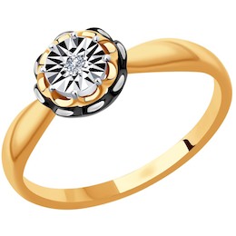 Кольцо из комбинированного золота с бриллиантом 1012043