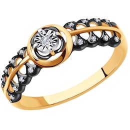 Кольцо из комбинированного золота с бриллиантами 1012046