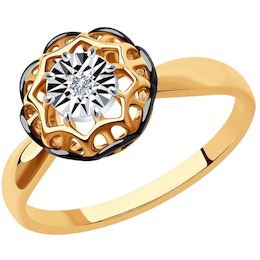 Кольцо из комбинированного золота с бриллиантом 1012071