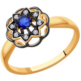 Кольцо из золота с бриллиантами и сапфиром 2011151