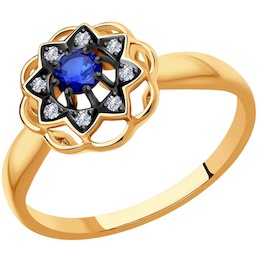 Кольцо из золота с бриллиантами и сапфиром 2011152