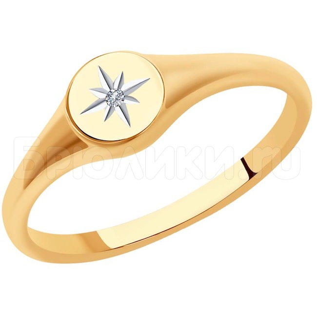 Кольцо из золота с искусственно выращенным бриллиантом 371012072-5