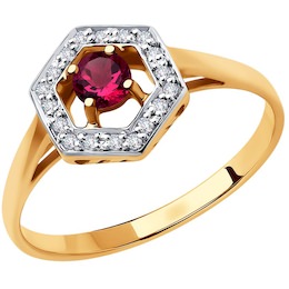 Кольцо из золота с бриллиантами и рубином 4010645