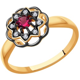 Кольцо из золота с бриллиантами и рубином 4010647