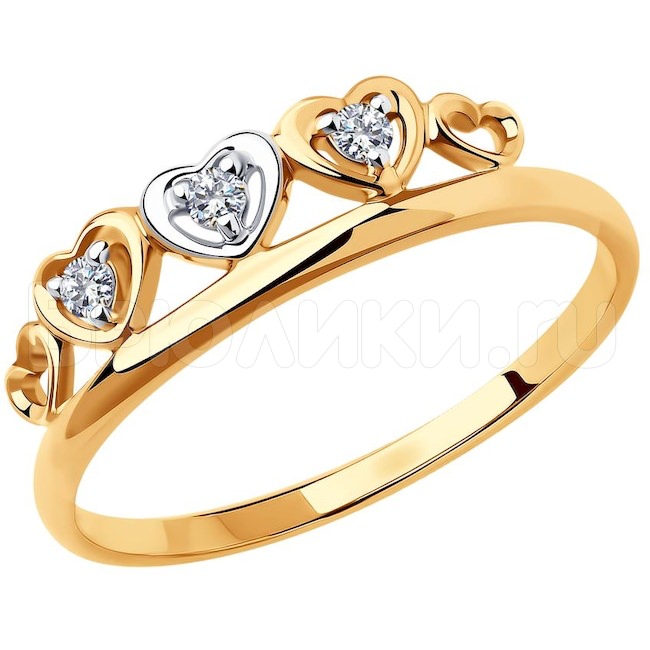 Кольцо из золота с фианитами 51-110-00745-1