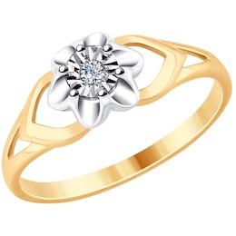 Кольцо из комбинированного золота с бриллиантом 51-210-00022-1