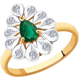 Кольцо из золота с бриллиантами и изумрудом 51-210-00598-2