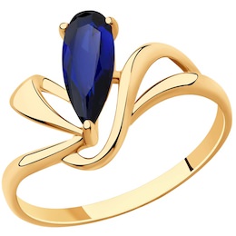 Кольцо из золота с синим корунд (синт.) 51-310-00592-1