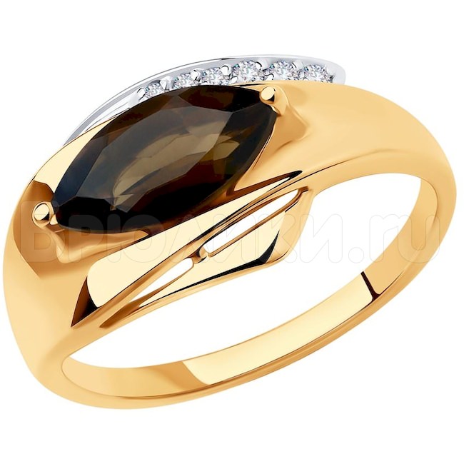 Кольцо из золота с раухтопазом и фианитами 51-310-00710-2