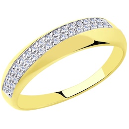 Кольцо из желтого золота с фианитами 53-110-00424-1