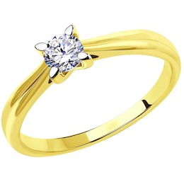 Кольцо из желтого золота с фианитом 53-110-00782-1