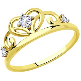 Кольцо из желтого золота с фианитами 53-110-00785-1