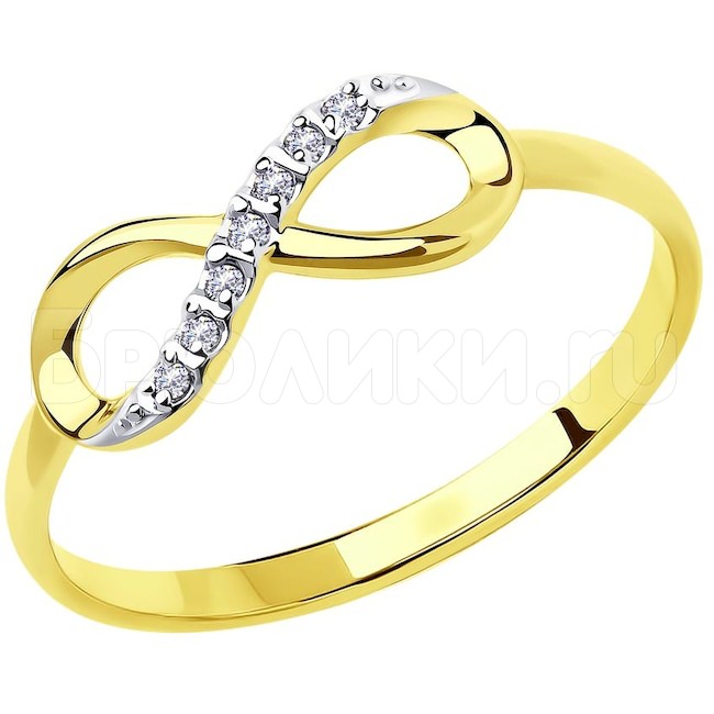 Кольцо из желтого золота с фианитами 53-110-00787-1