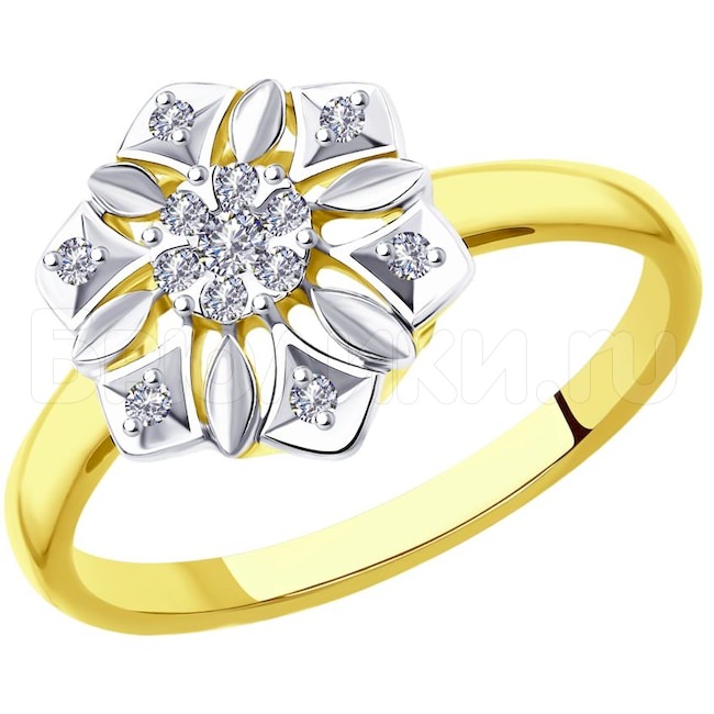 Кольцо из желтого золота с бриллиантами 53-210-00529-1