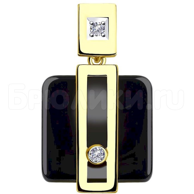 Подвеска из желтого золота с бриллиантами и керамической вставкой 6035048-2