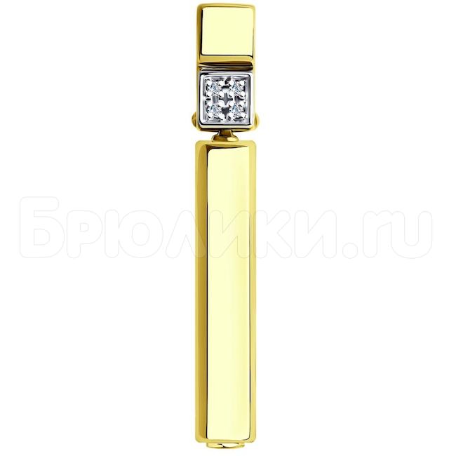 Подвеска из желтого золота с бриллиантами и керамической вставкой 6035071