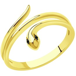 Кольцо из желтого золота с черными облагороженными бриллиантами 7010068-2