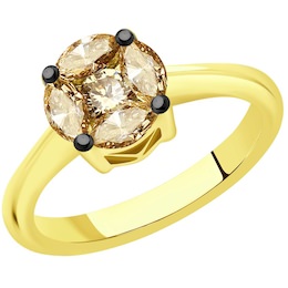 Кольцо из желтого золота с бриллиантами 9019012