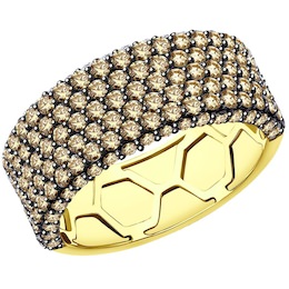 Кольцо из желтого золота с бриллиантами 9019022