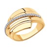 Кольцо из золочёного серебра с фианитами 93-110-00429-1