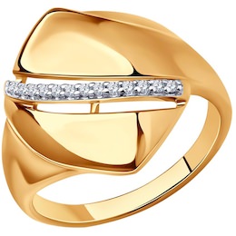 Кольцо из золочёного серебра с фианитами 93-110-00678-1