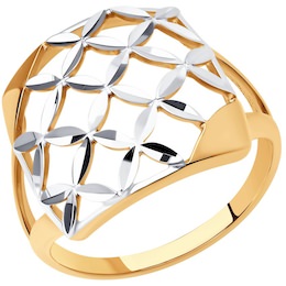 Кольцо из золочёного серебра с и алмазной гранью 93-110-00749-1