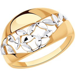 Кольцо из золочёного серебра с и алмазной гранью 93-110-00763-1