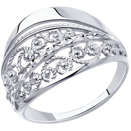 Кольцо из серебра с алмазной гранью 94-110-00638-1