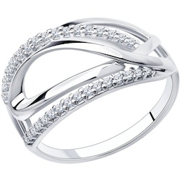 Кольцо из серебра с фианитами 94-110-00703-1