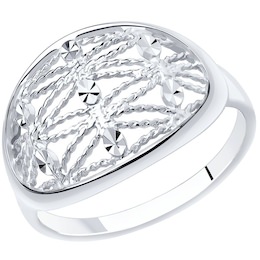 Кольцо из серебра с алмазной гранью 94-110-00719-1
