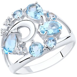 Кольцо из серебра с топазами и фианитами 94-310-00463-1