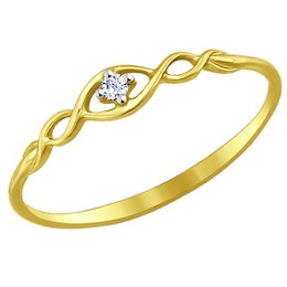 Кольцо из желтого золота с фианитом 017141-2
