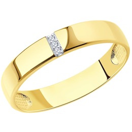 Кольцо из желтого золота с родированием с фианитами 017797-2