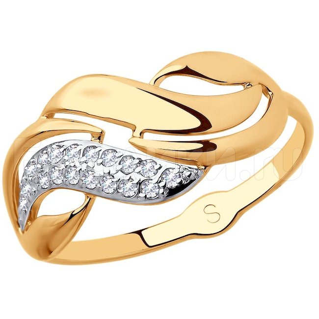 Кольцо из золота с родированием с фианитами 018060-4