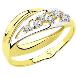 Кольцо из желтого золота с фианитами 018178-2