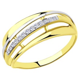 Кольцо из желтого золота с фианитами 018334-2