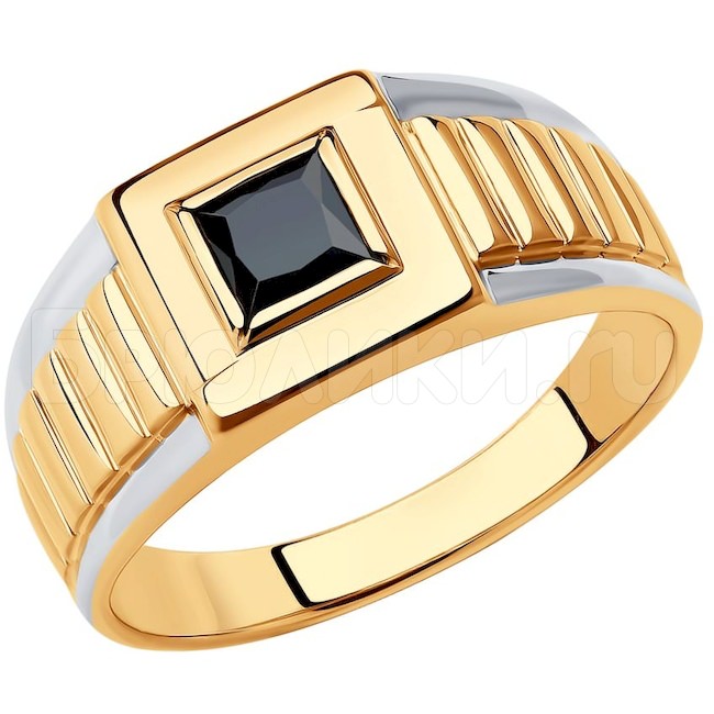 Кольцо из золота с родированием с фианитом 018420-4