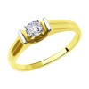 Кольцо из желтого золота с фианитом 018555-2