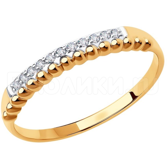 Кольцо из золота с родированием с фианитами 018576-4