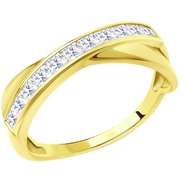 Кольцо из желтого золота с фианитами 018629-2