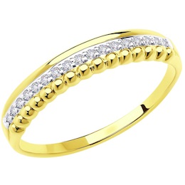 Кольцо из желтого золота с родированием с фианитами 018653-2