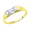 Кольцо из желтого золота с родированием с фианитом 018673-2