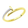Кольцо из желтого золота с родированием с фианитами 018681-2