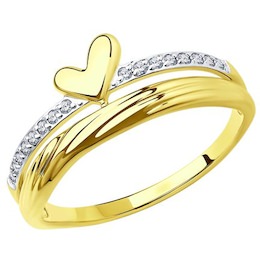 Кольцо из желтого золота с фианитами 018855-2