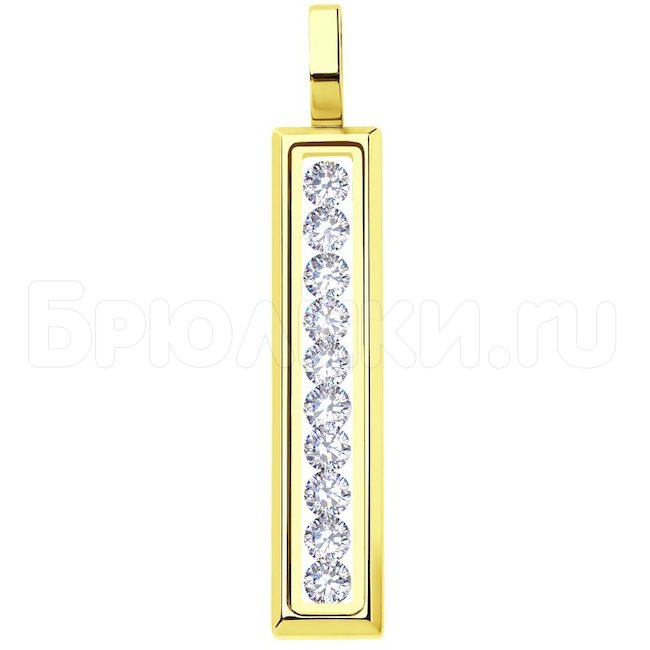 Подвеска из желтого золота с минеральным стеклом и Swarovski Zirconia 035356-2
