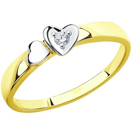 Кольцо из желтого золота с бриллиантом 1011553-2